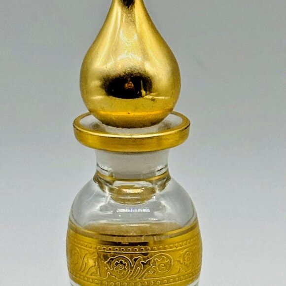 Unbranded Other - Antique Victorian Perfume Bottle Gold Accents Tear Drop Stopper 7 inch